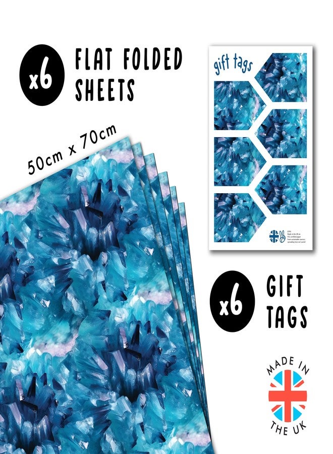 CENTRAL 23 Crystal Wrapping Paper - 6 Sheets Of Gift Wrap - Blue Crystals - For Women Teenagers Girls - Birthday Holiday Christmas - Comes With Stickers - Image 2